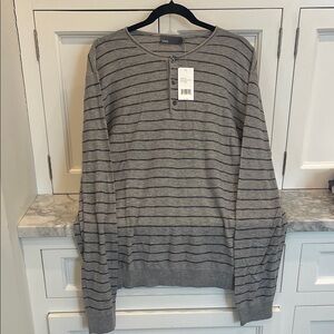 Vince Gray and Striped Crewneck light Sweater